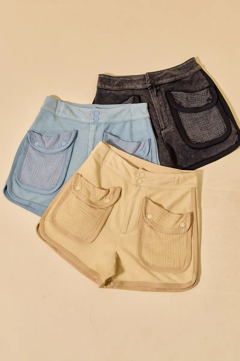 Mineral Washed Terry High Rise Cargo Shorts, image 5