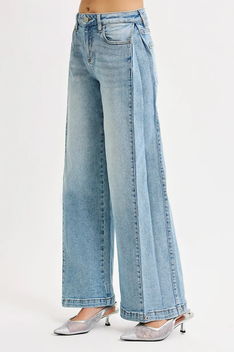 Mid Rise Wide Barrel Transferable Leg Snap Jeans, image 8