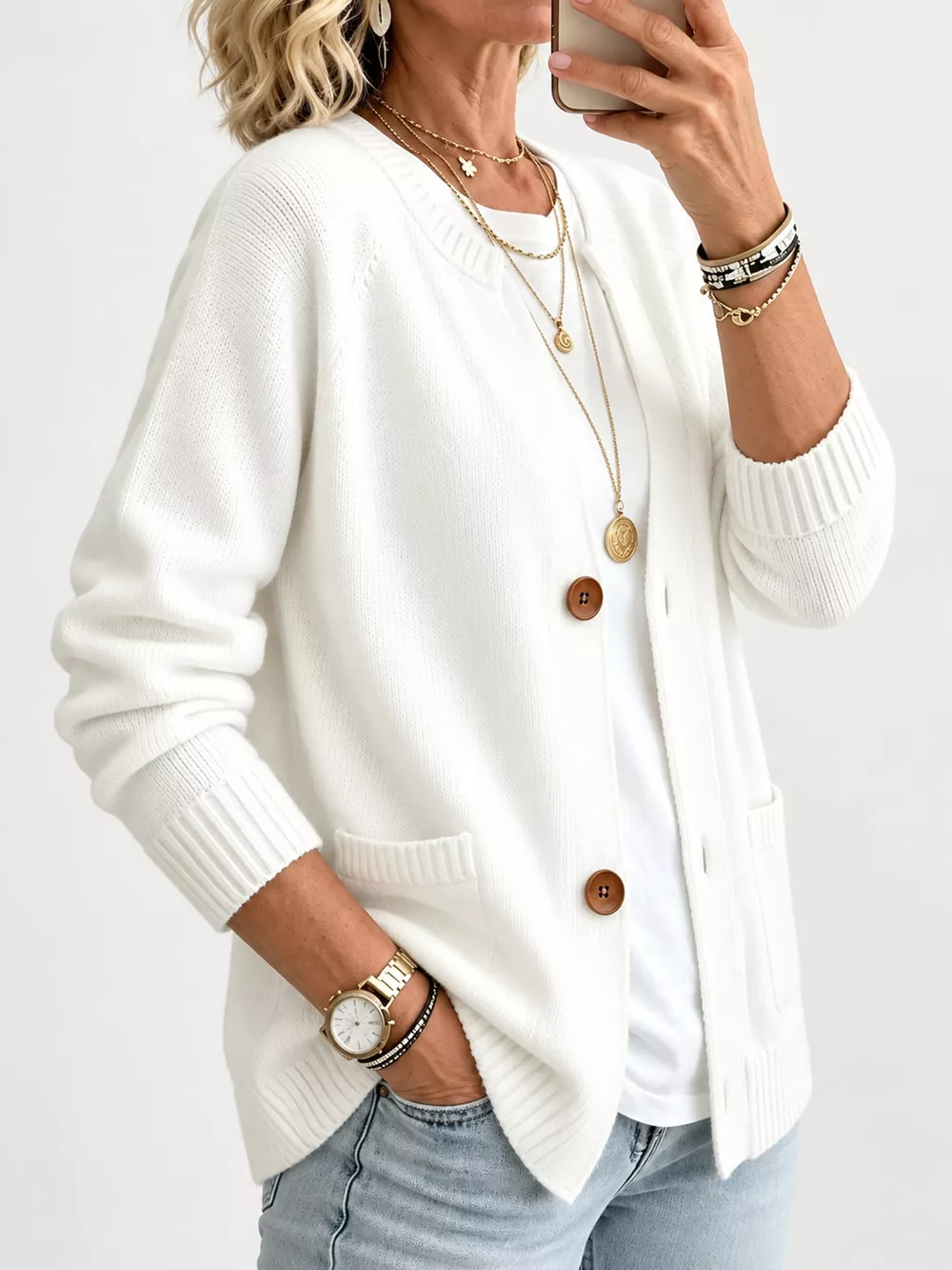 Full Size Button-Down Knit Cardigan Plus Size, image 15