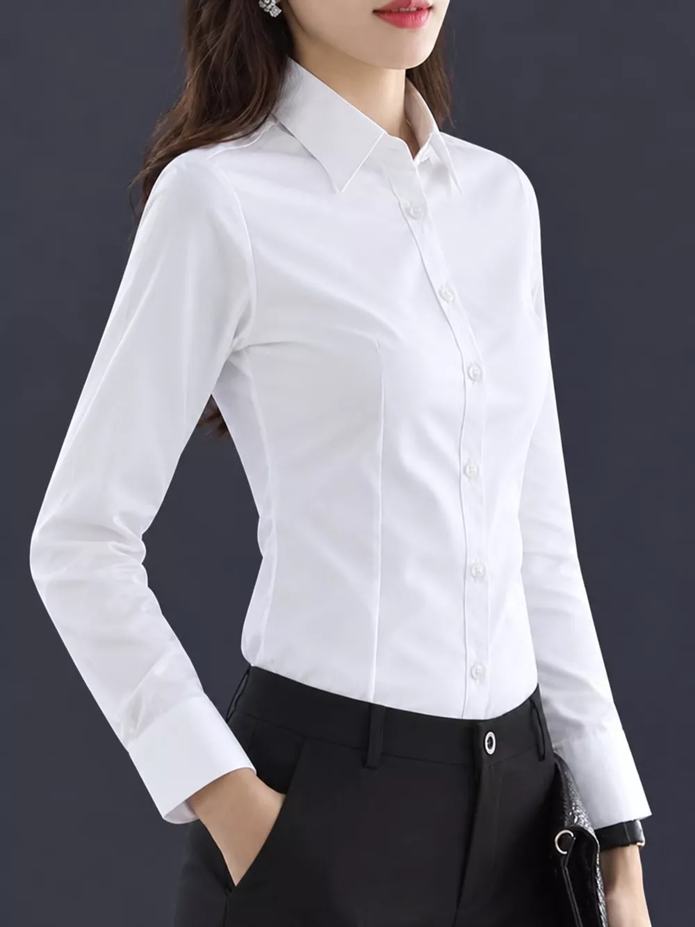 Full Size Classic Slim-Fit Button-Down Shirt Plus Size, image 4
