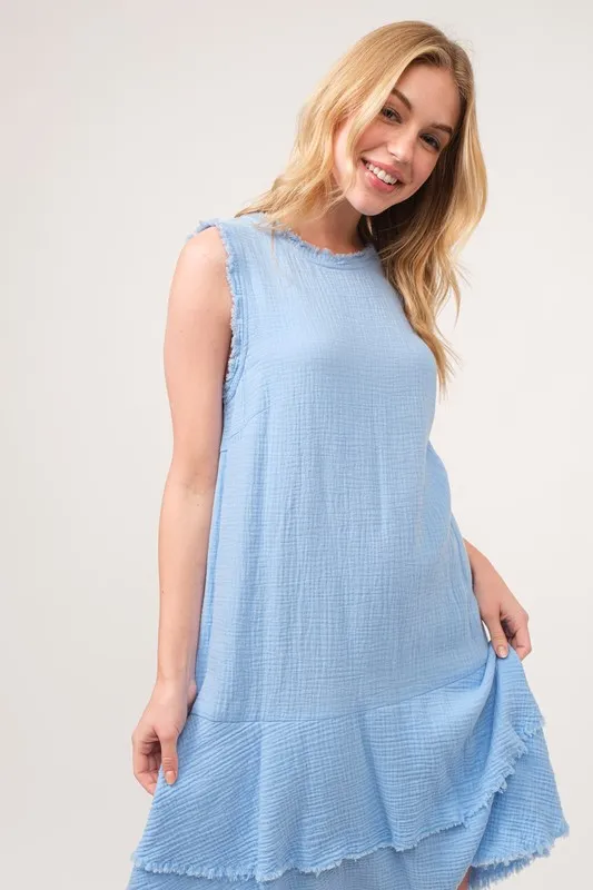 Washed Fringe Detail Tiered Dress, image 8