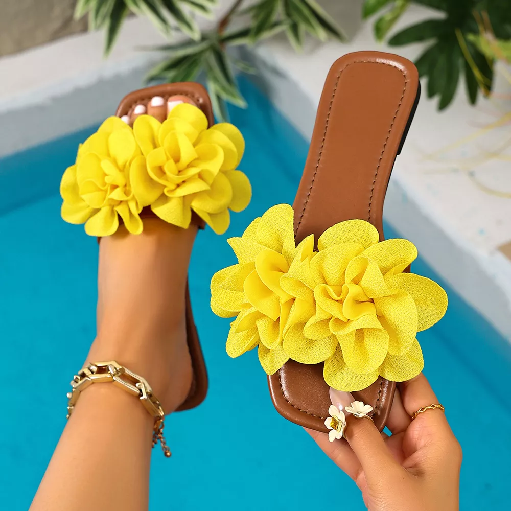 Floral Embellished Flat Sandals, image 5