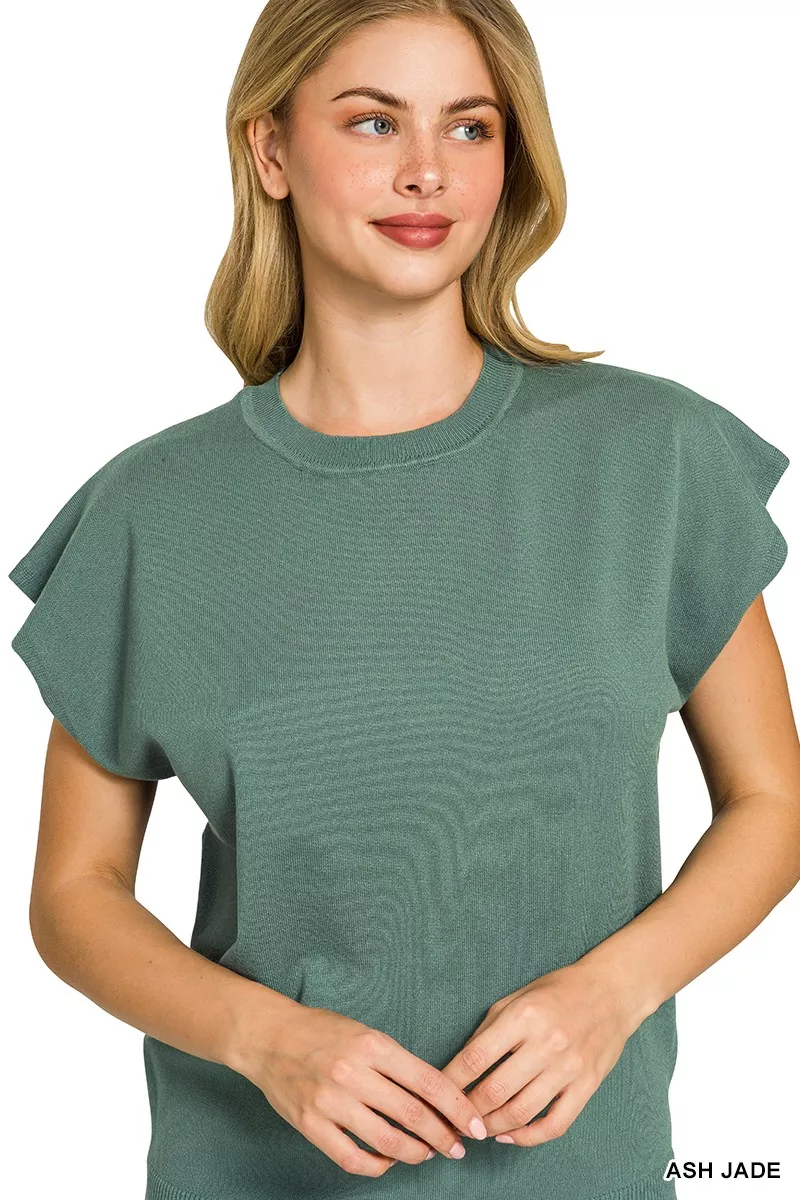 Viscose Round-neck Short Sleeve Sweater, image 4