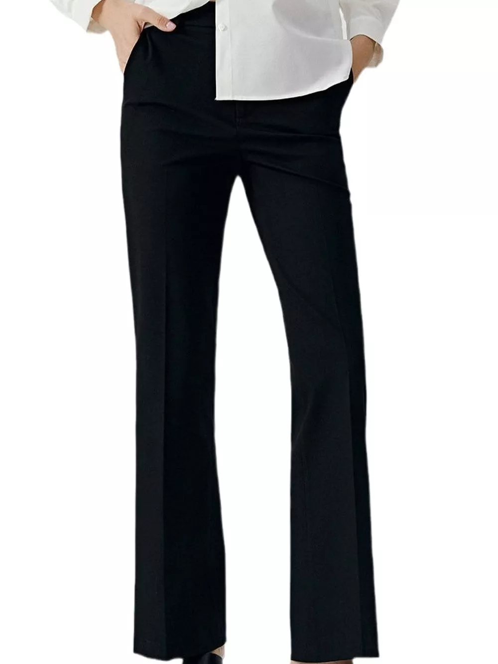 High-Waisted Slim-Fit Dress Pants