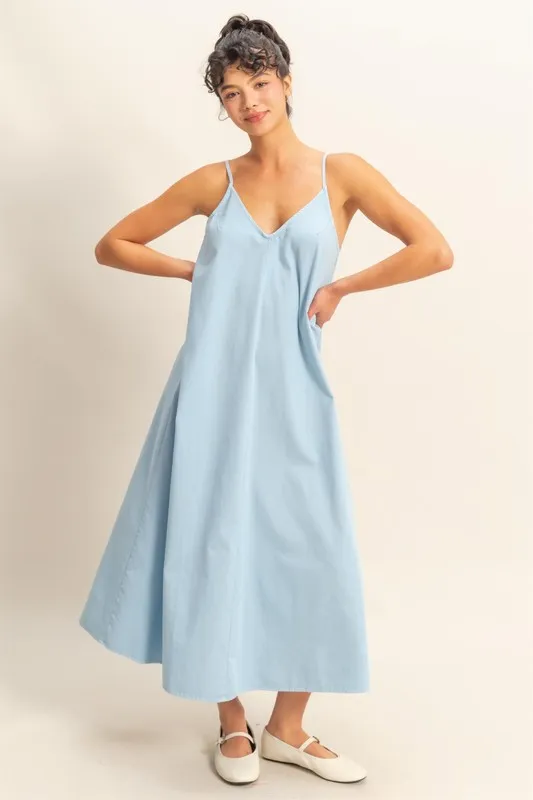 Dyed V-Neck Loose Dress