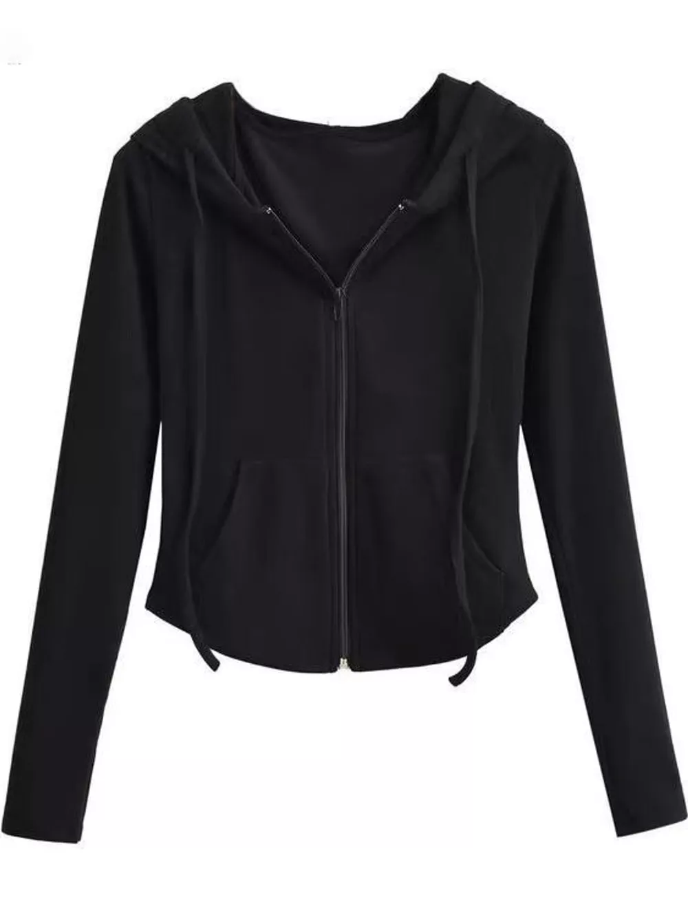 Drawstring Zip-Up Slim Fit Hoodie, image 8