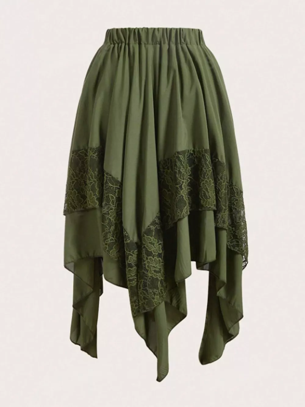 Full Size Asymmetrical Hem Lace Detail Skirt Plus Size, image 11