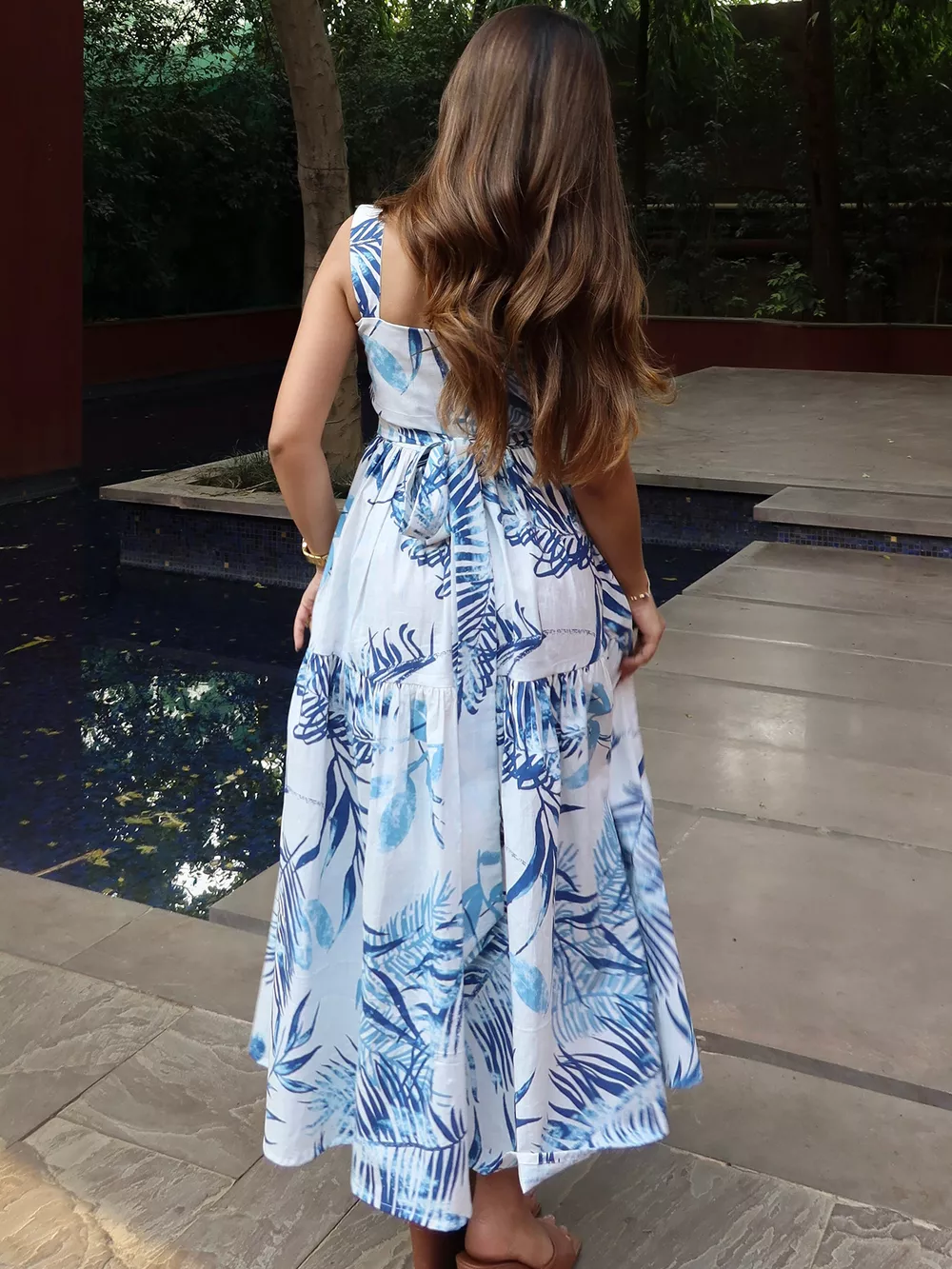 Tropical Print Tiered Maxi Dress, image 4