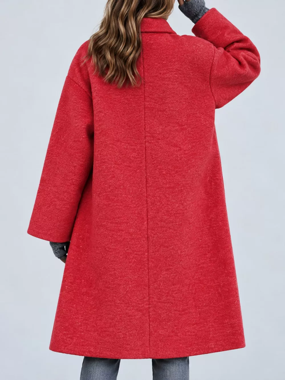 Full Size Lapel Collar One Button Coat Plus Size, image 12