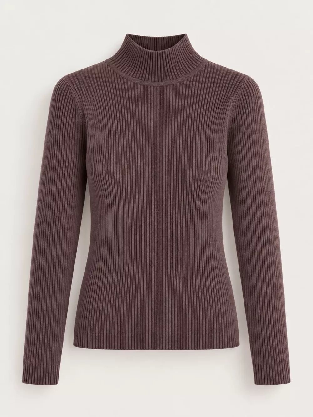 Elegant Slim-Fit Ribbed Mock Neck Knit Top, image 69