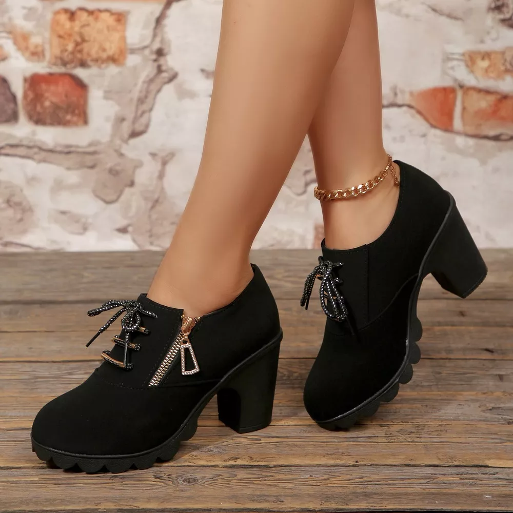 Lace-Up Block Heel Pumps, image 4