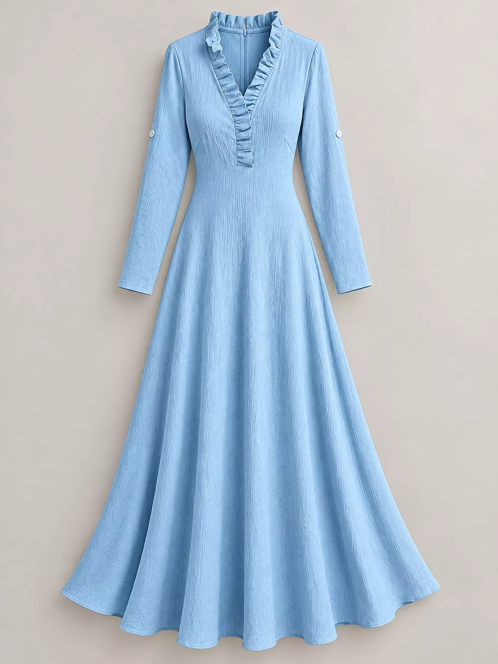 Full Size Frill Roll-Up Sleeve Maxi Dress Plus Size, image 36