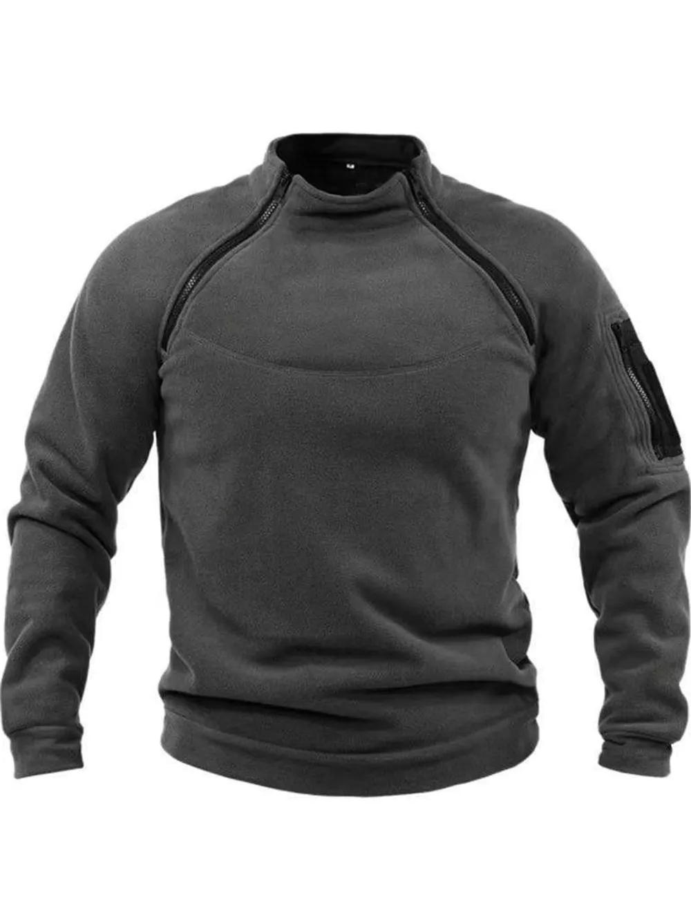 Men's Full Size Fleece Sweatshirt with Dual Zipper Plus Size
