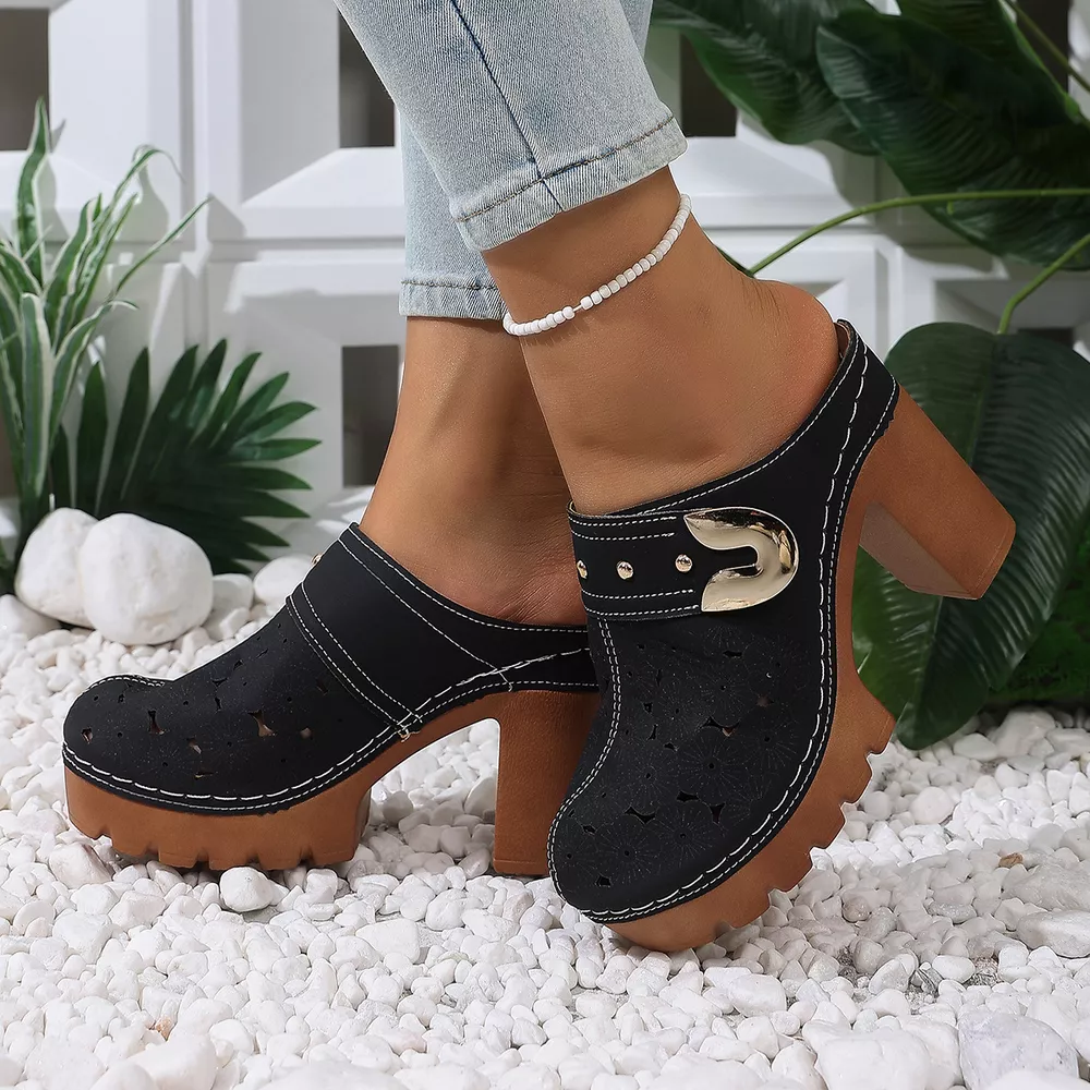 Round Toe Block Heels Sandals, image 6