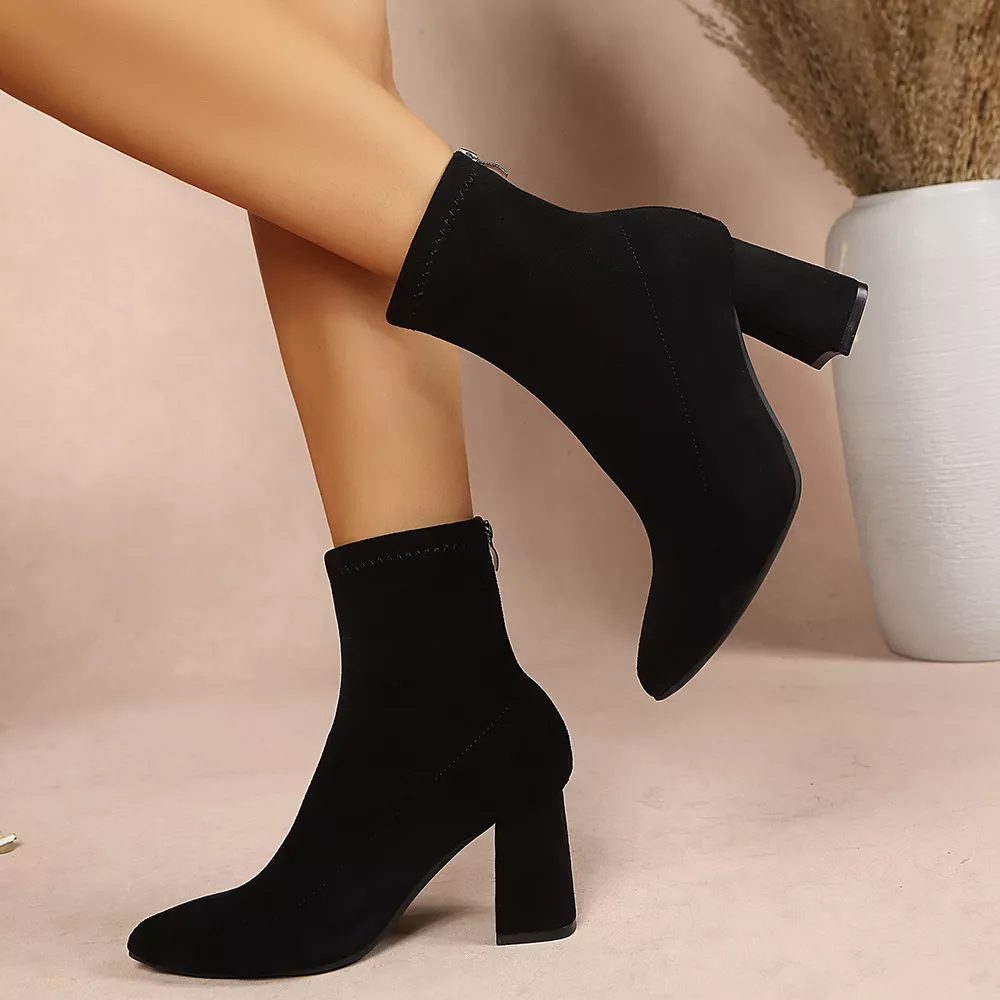 Point Toe Block Heel Ankle Boots, image 9