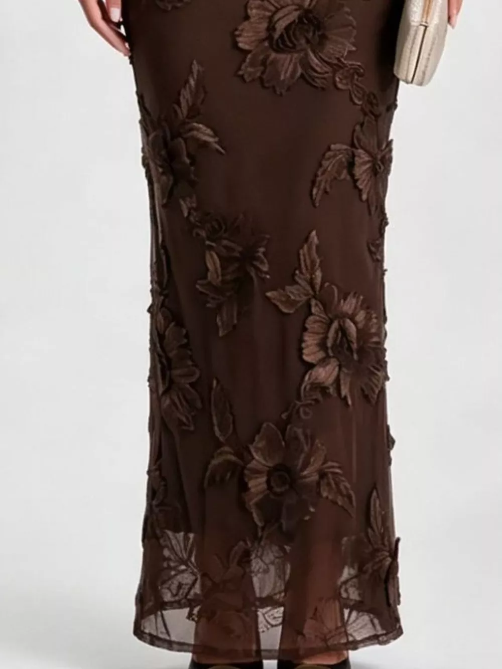One-Shoulder Floral Embroidered Maxi Dress, image 16