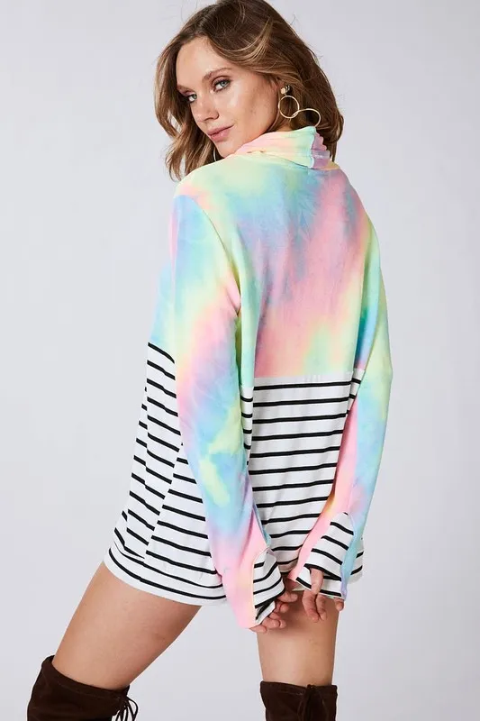 Tie Dye French Terry Cowl Neck Top, image 8
