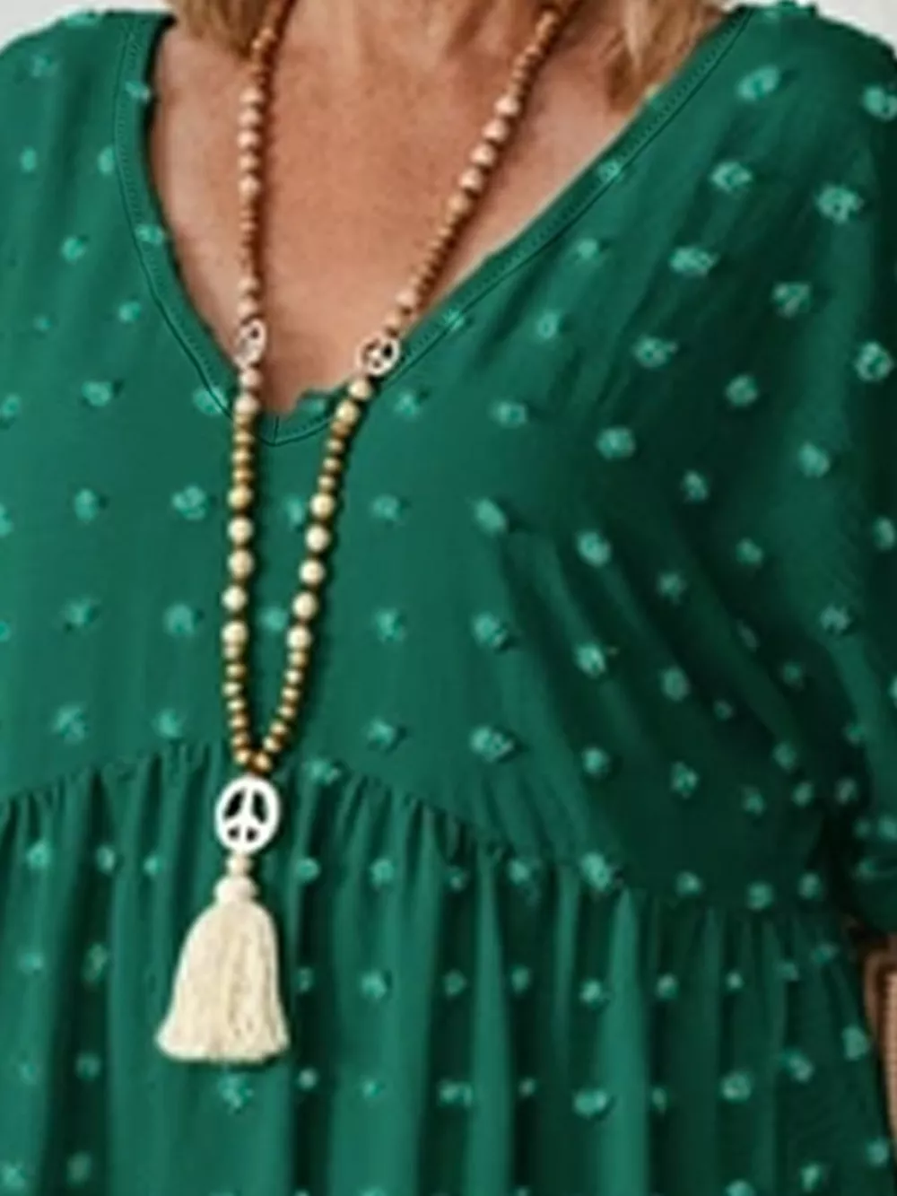 Plus Size Swiss Dot V-Neck Casual Blouse, image 47
