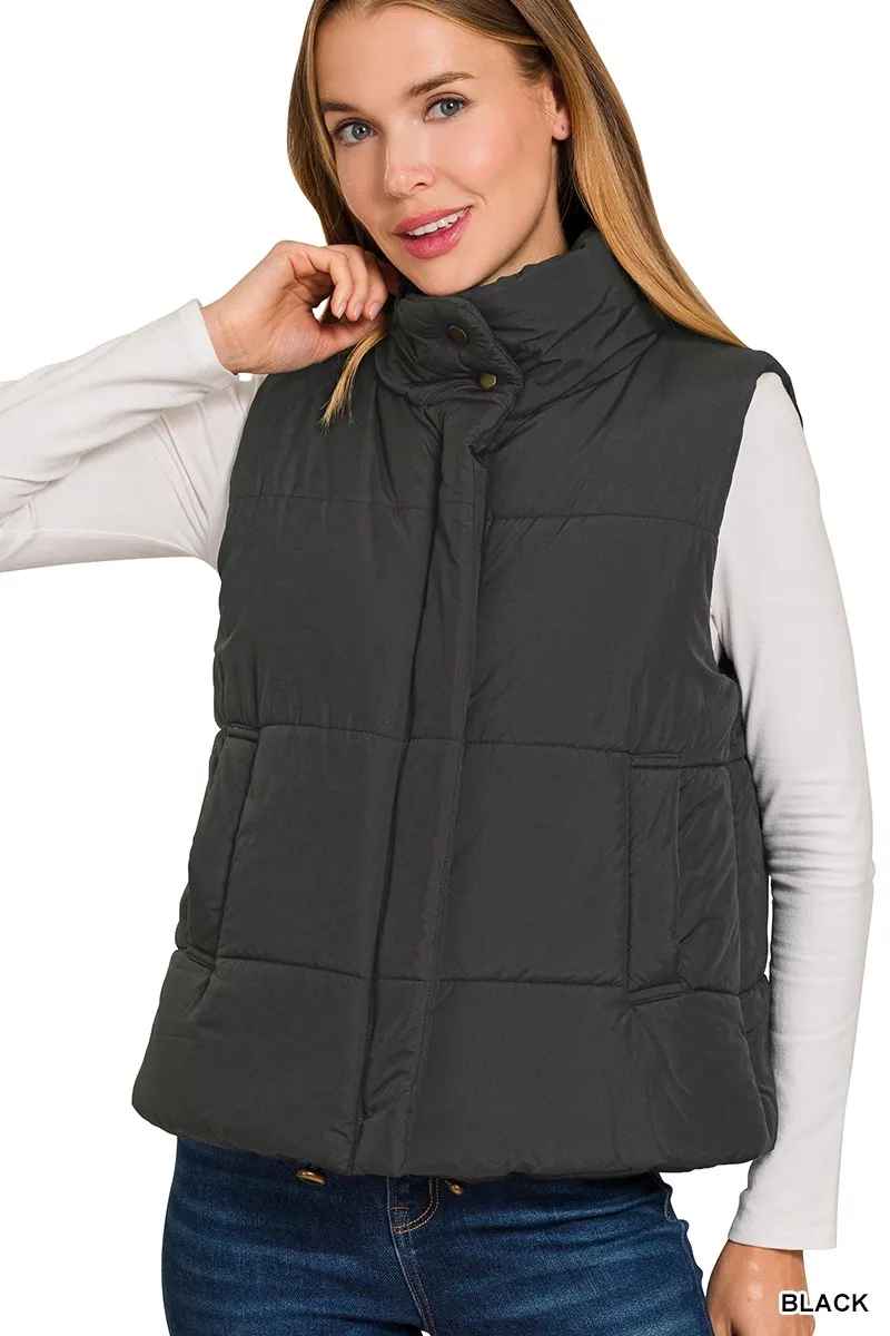 High Neck Zip-Up Vest Coat, image 3