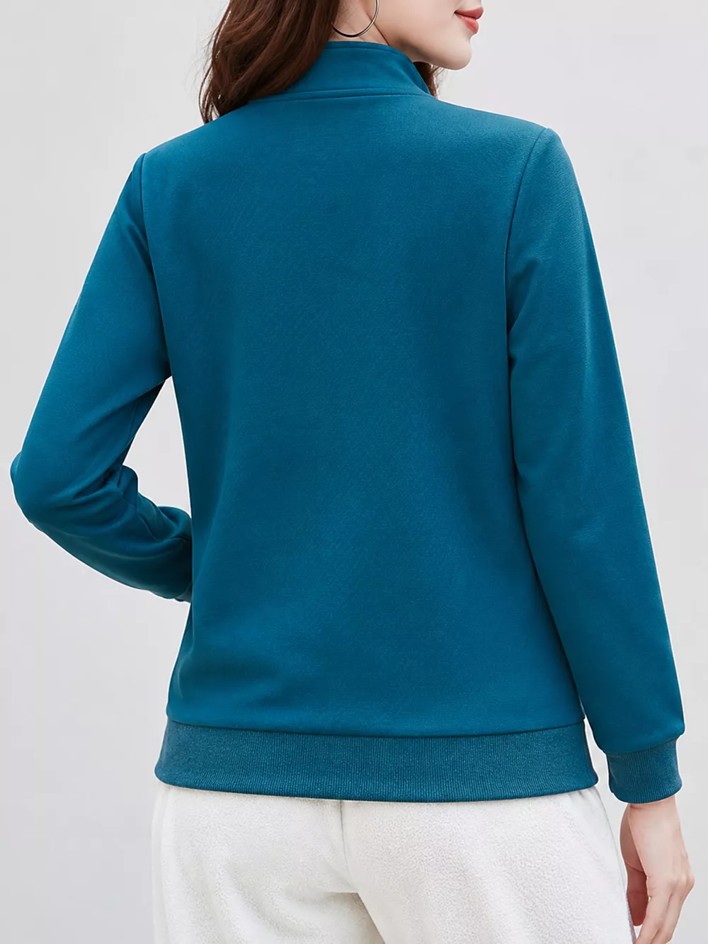 Full Size Stand-Collar Zip-Up Sweatshirt Plus Size, image 32
