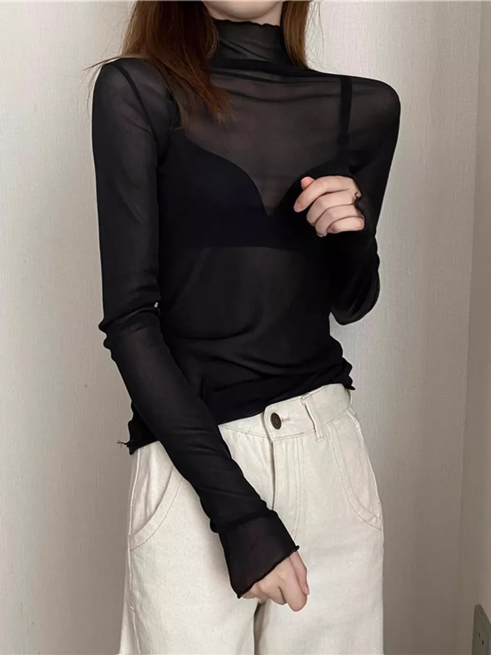 Turtleneck Long Sleeve Slim Fit T-Shirt, image 17