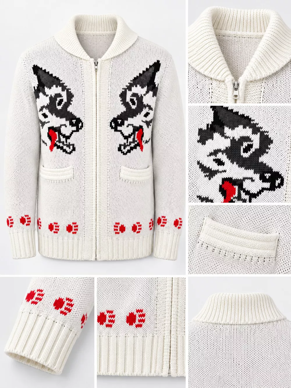 Men's Full Size Animal Chunky Knit Zip-Up Cardigan Plus Size, image 43