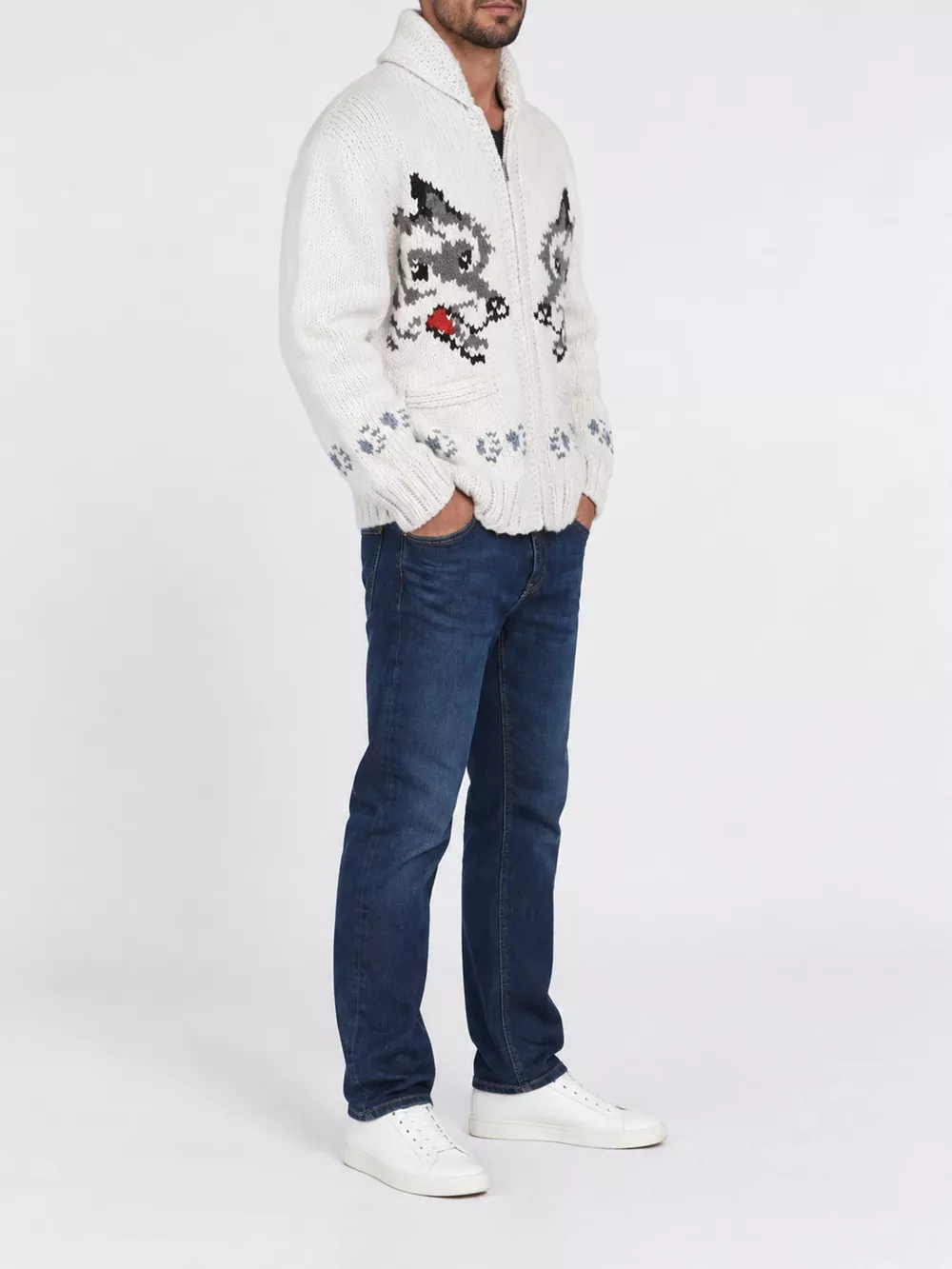 Men's Full Size Animal Chunky Knit Zip-Up Cardigan Plus Size, image 5
