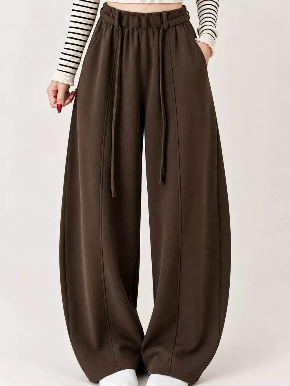Drawstring Wide-Leg Casual Pants, image 21