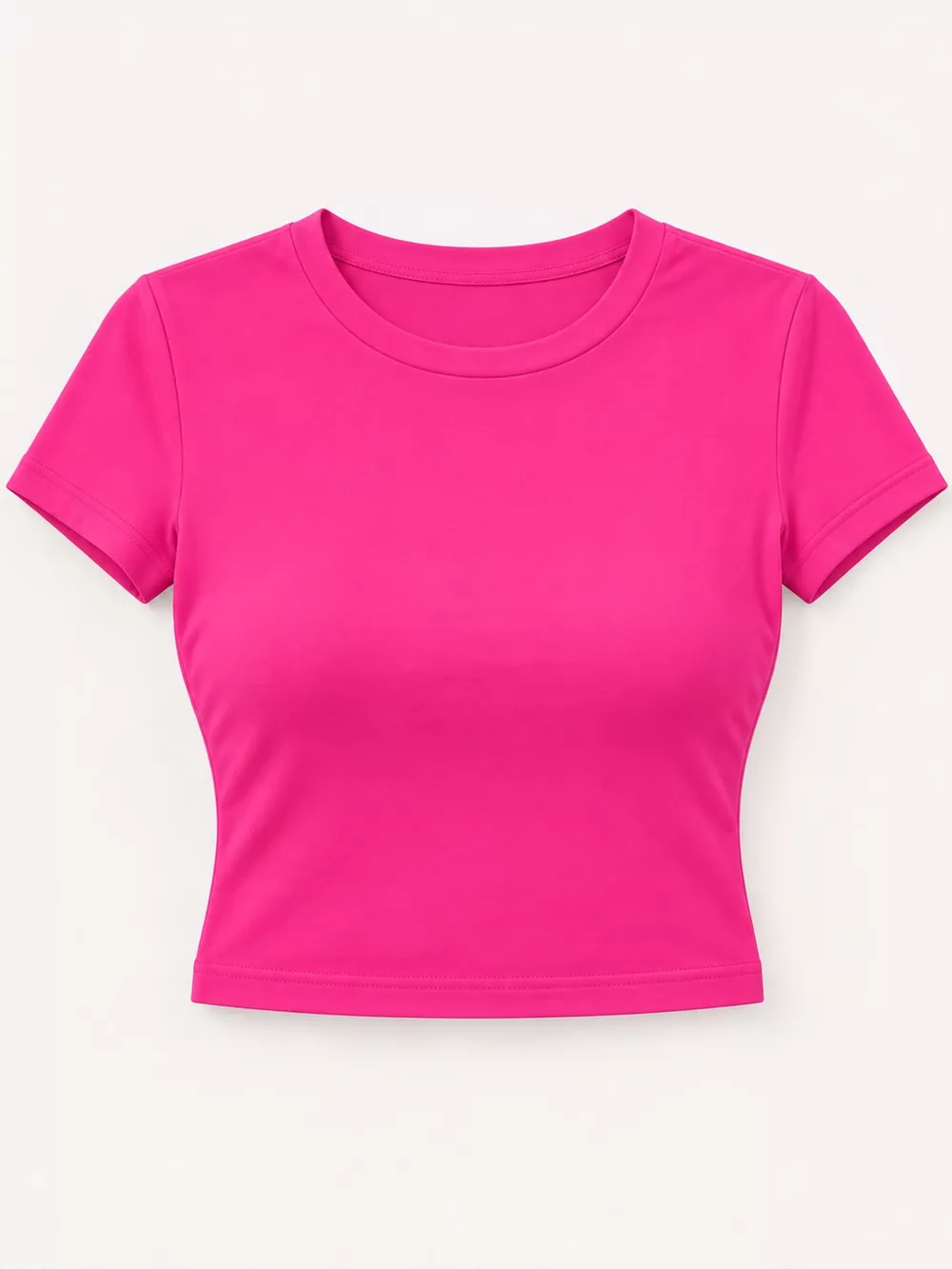 Slim Fit Basic Crew Neck Short Sleeve Crop T-Shirt, image 35