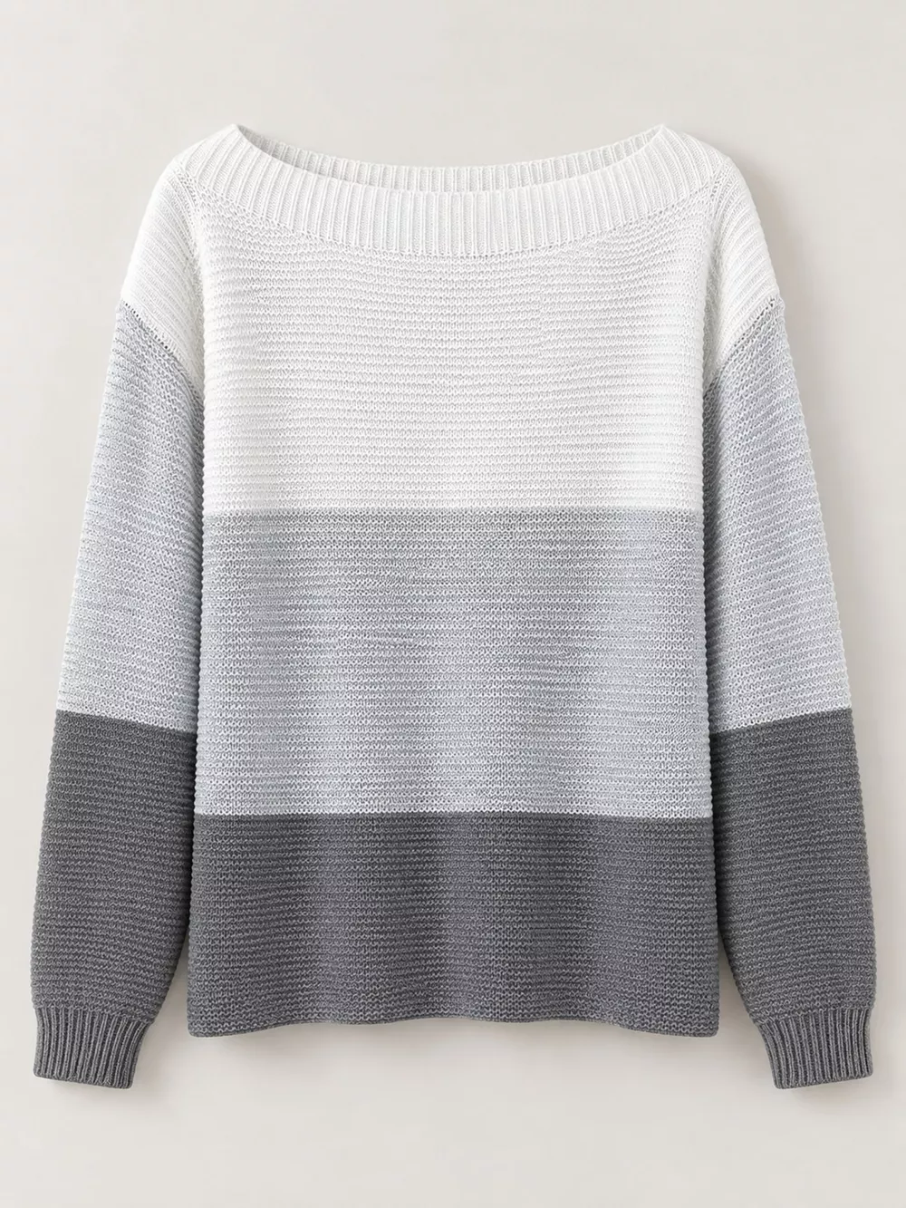 Full Size Color-Block Boat Neck Sweater Plus Size, image 41