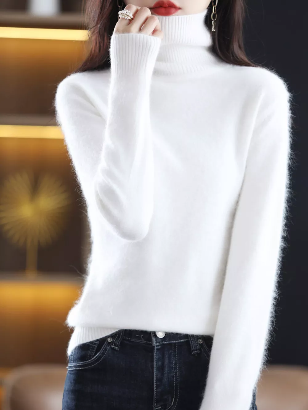 Full Size Turtleneck Long Sleeve Sweater Plus Size, image 16