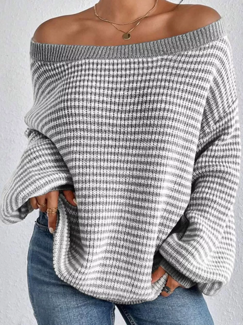 Striped Knit Boat Neck Sweater, image 25