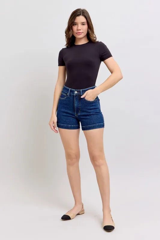 Full Size High Waist Tummy Control Denim Shorts Plus Size