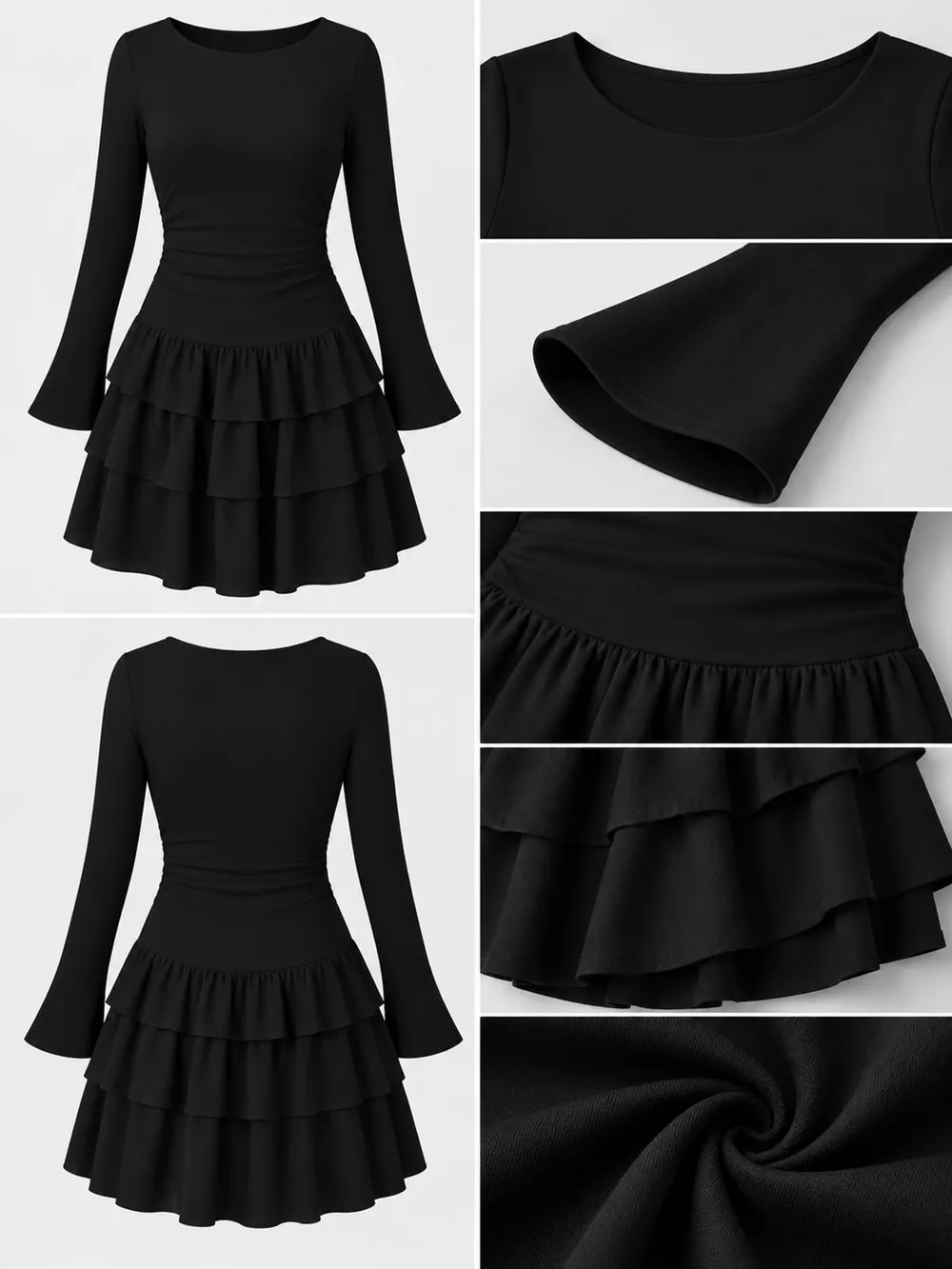 Layered Ruffle Long Sleeve Mini Dress, image 15