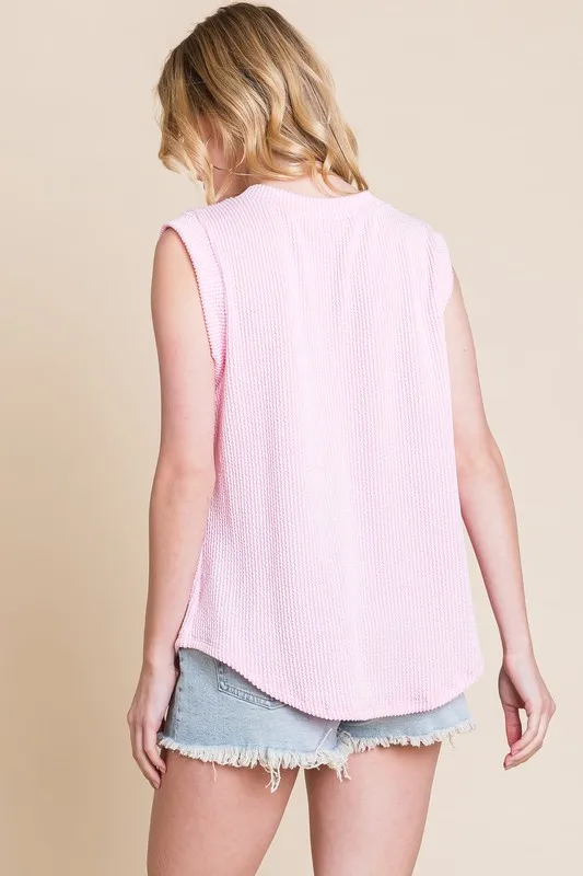 Rib Knit V-Neck Tank, image 2