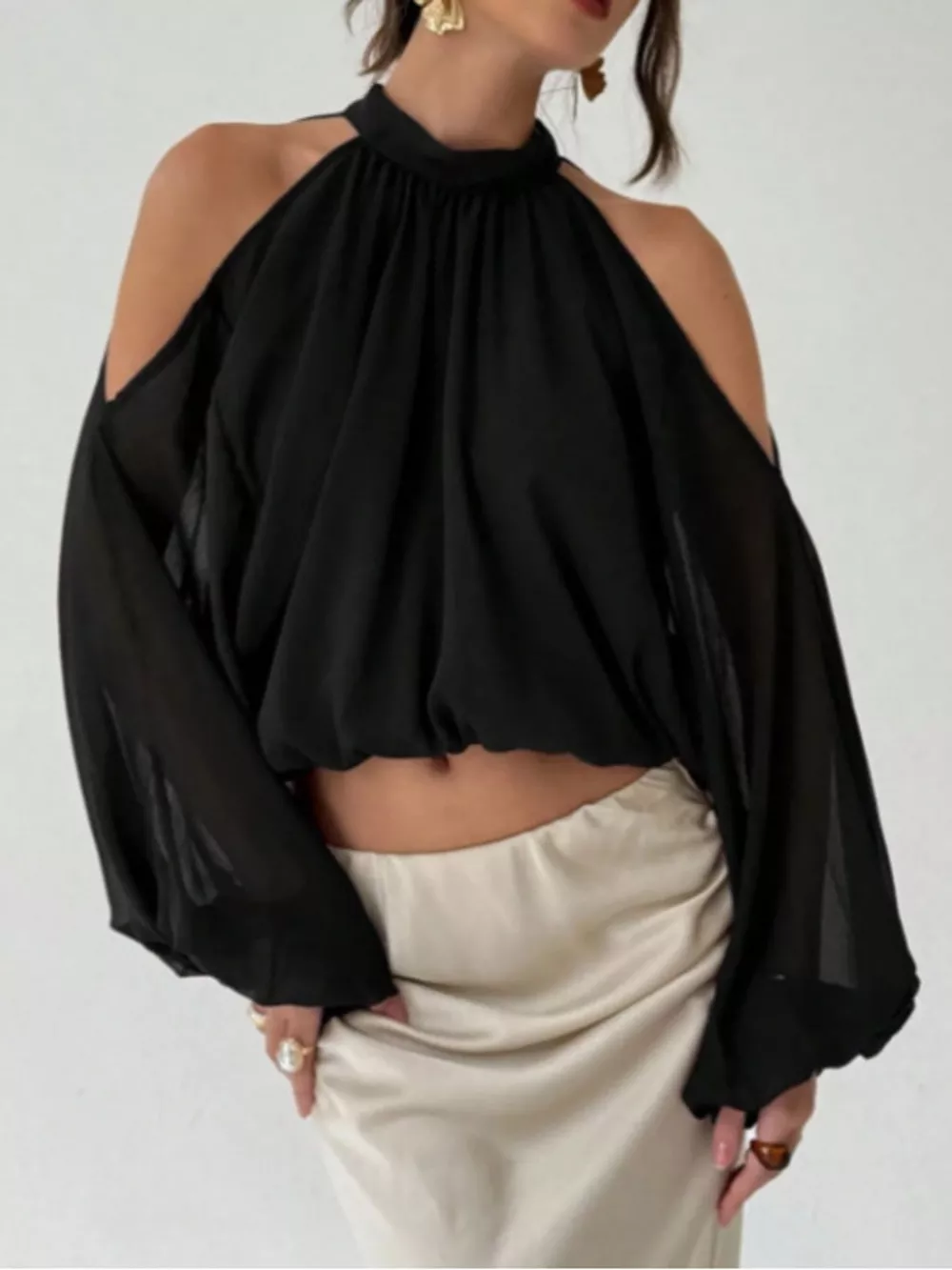 Cold-Shoulder Long Sleeve Blouse, image 5