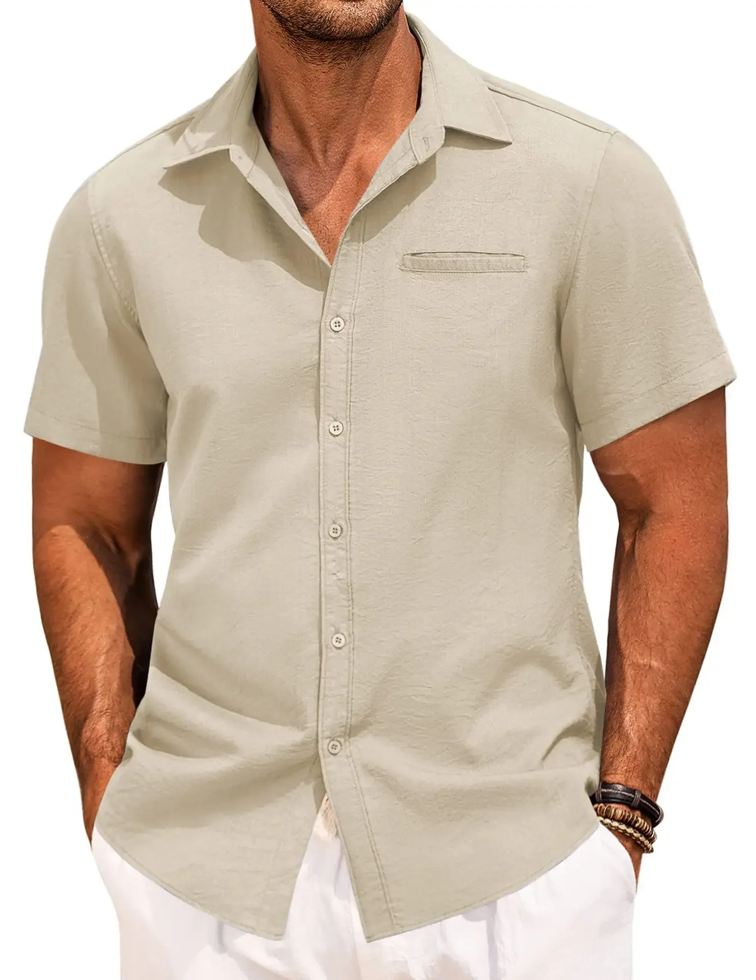 Men's Plus Size Classic Short Sleeve Button Down Shirt