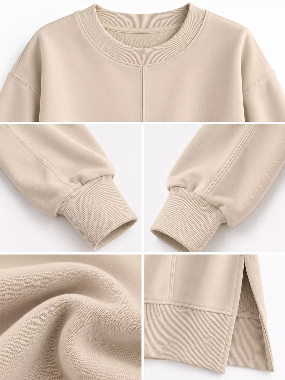 Oversized Crew Neck Sweatshirt with Side Slit, image 45