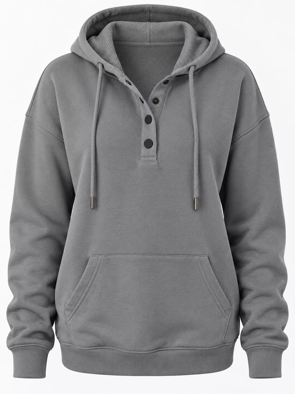 Full Size Kangaroo Pocket Dropped Shoulder Hoodie Plus Size, image 8