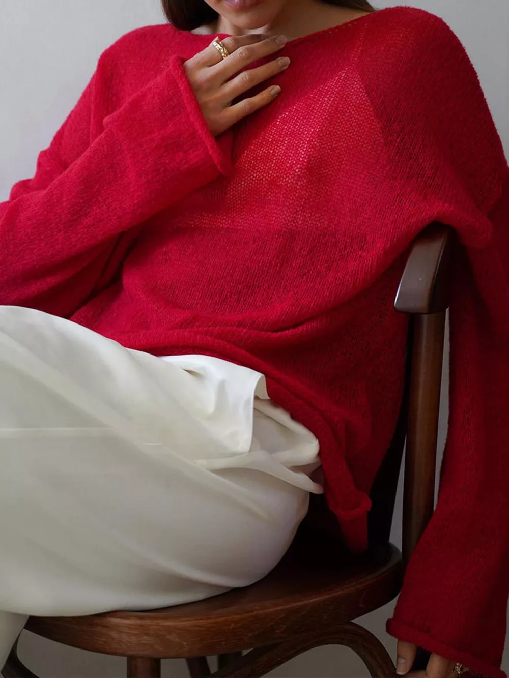 Lightweight Dropped Shoulder Knit Cover Up, image 28