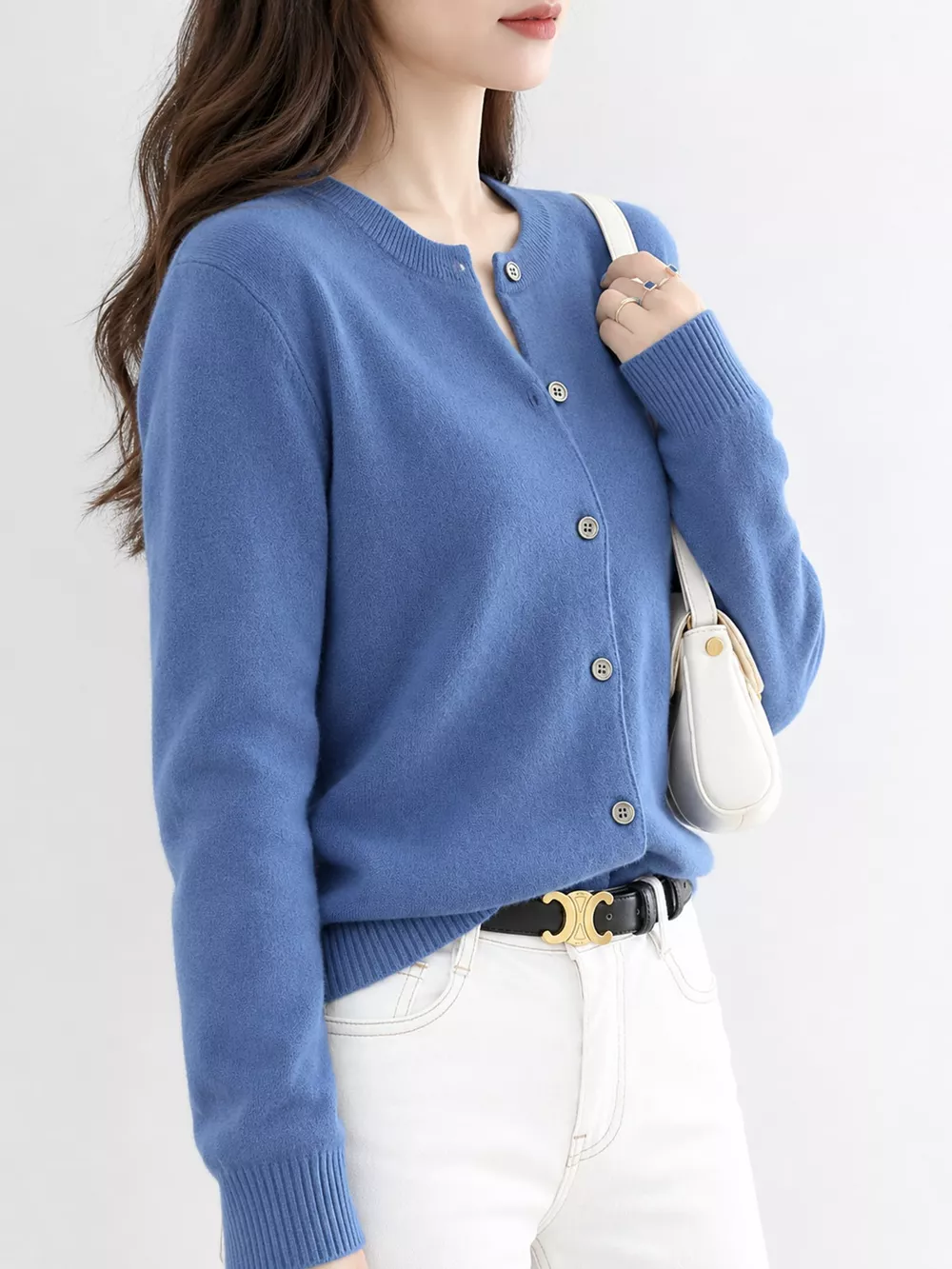 Crew-Neck Button-Down Cardigan, image 42