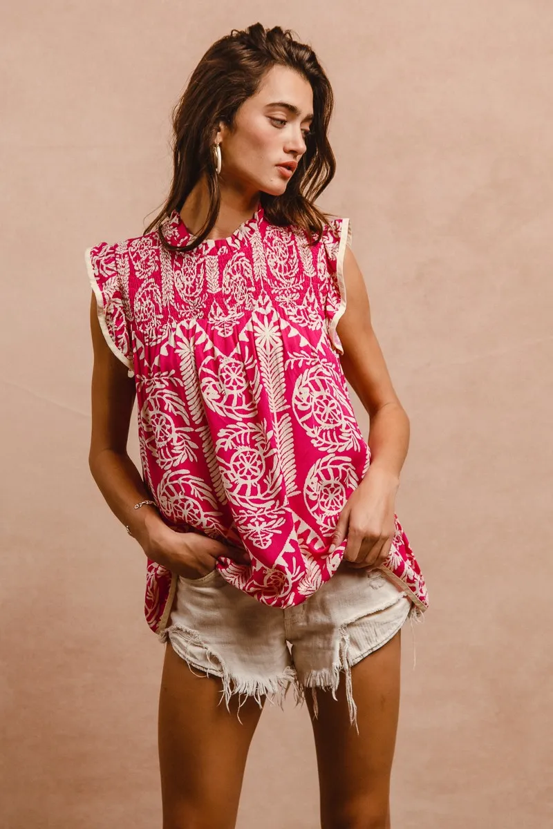 Printed Ruffle Sleeve Top, image 10
