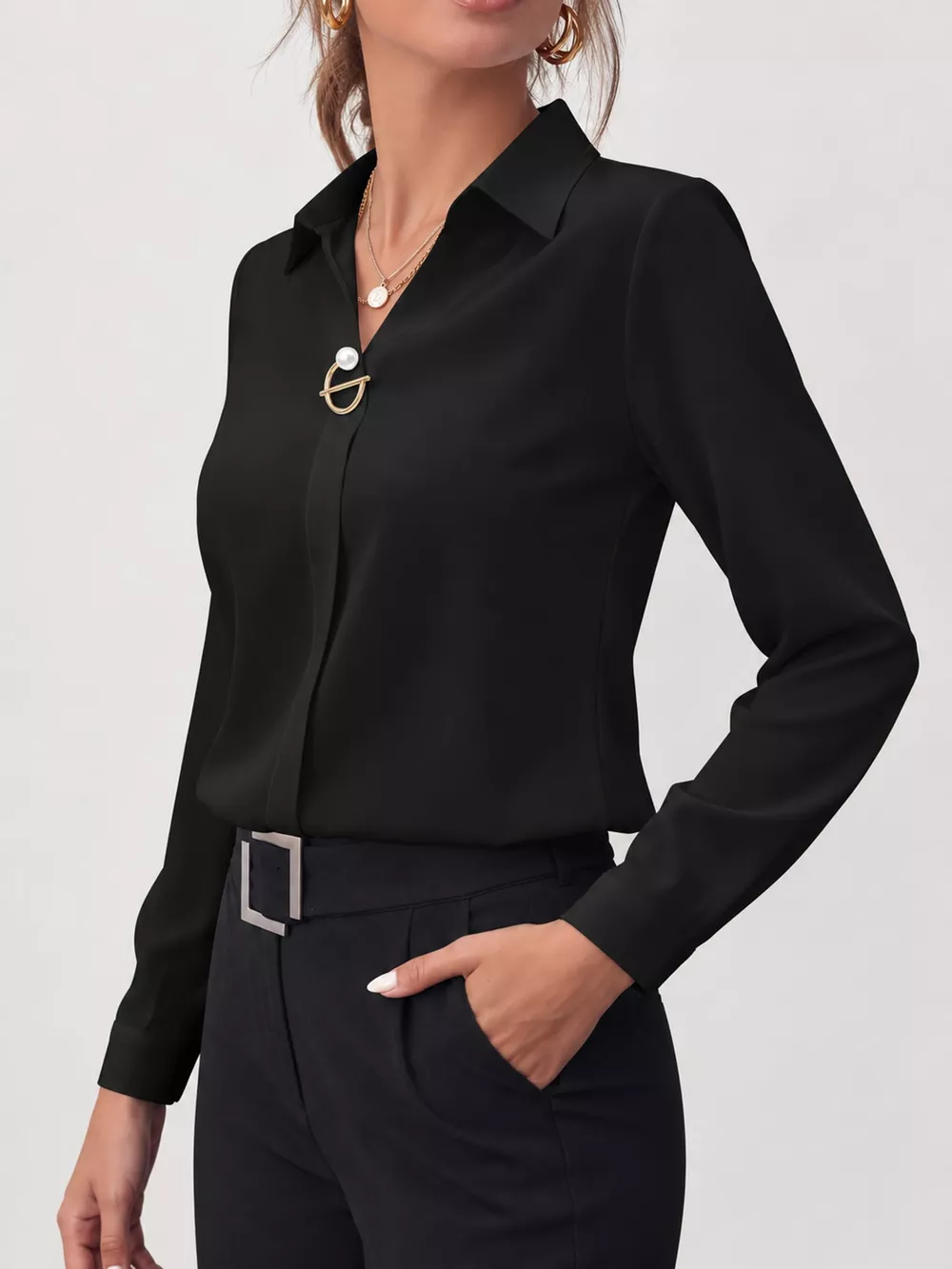 Long Sleeve Satin Blouse, image 8