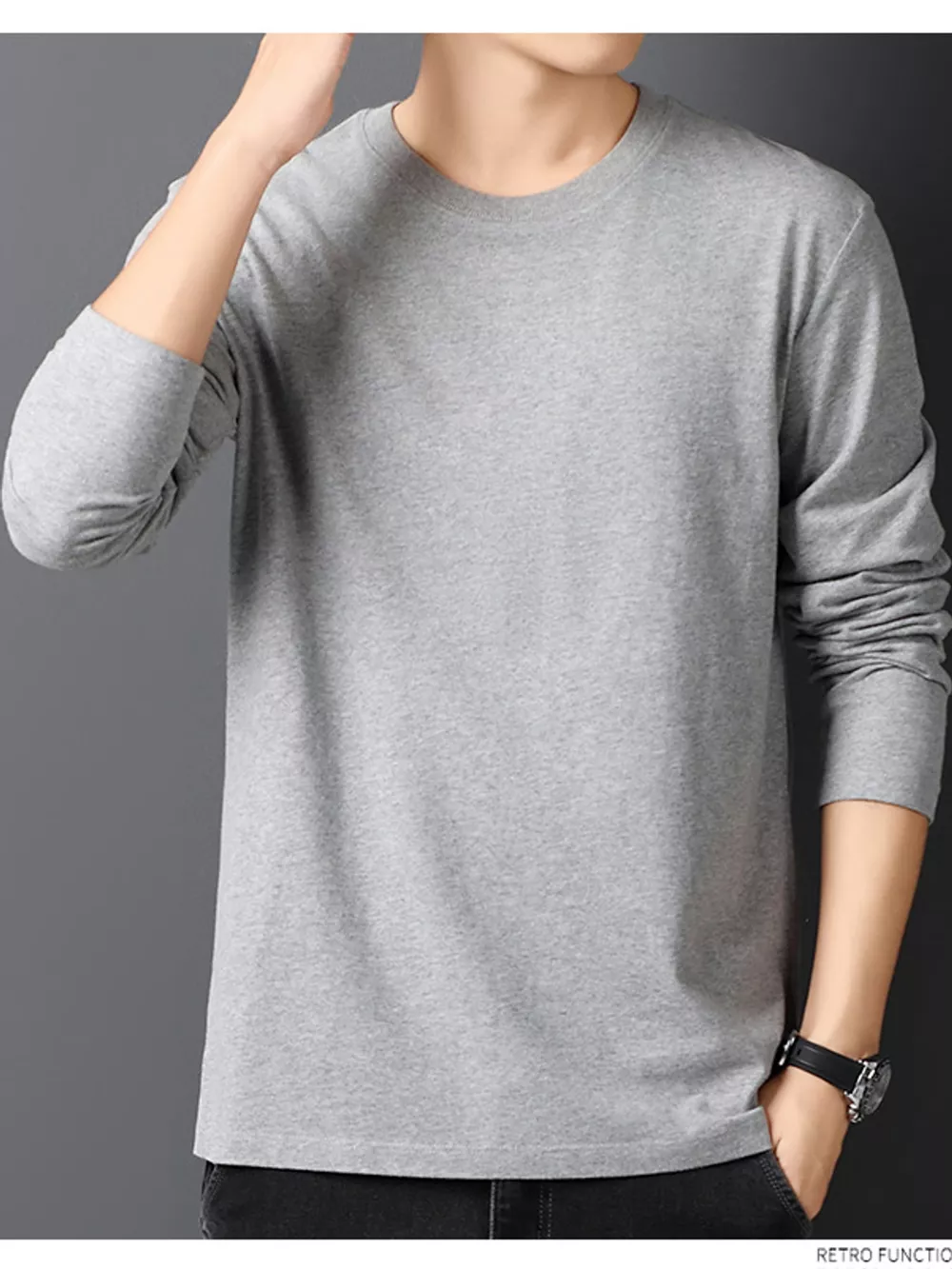 Men's Plus Size Round Neck Long Sleeve T-Shirt, image 16
