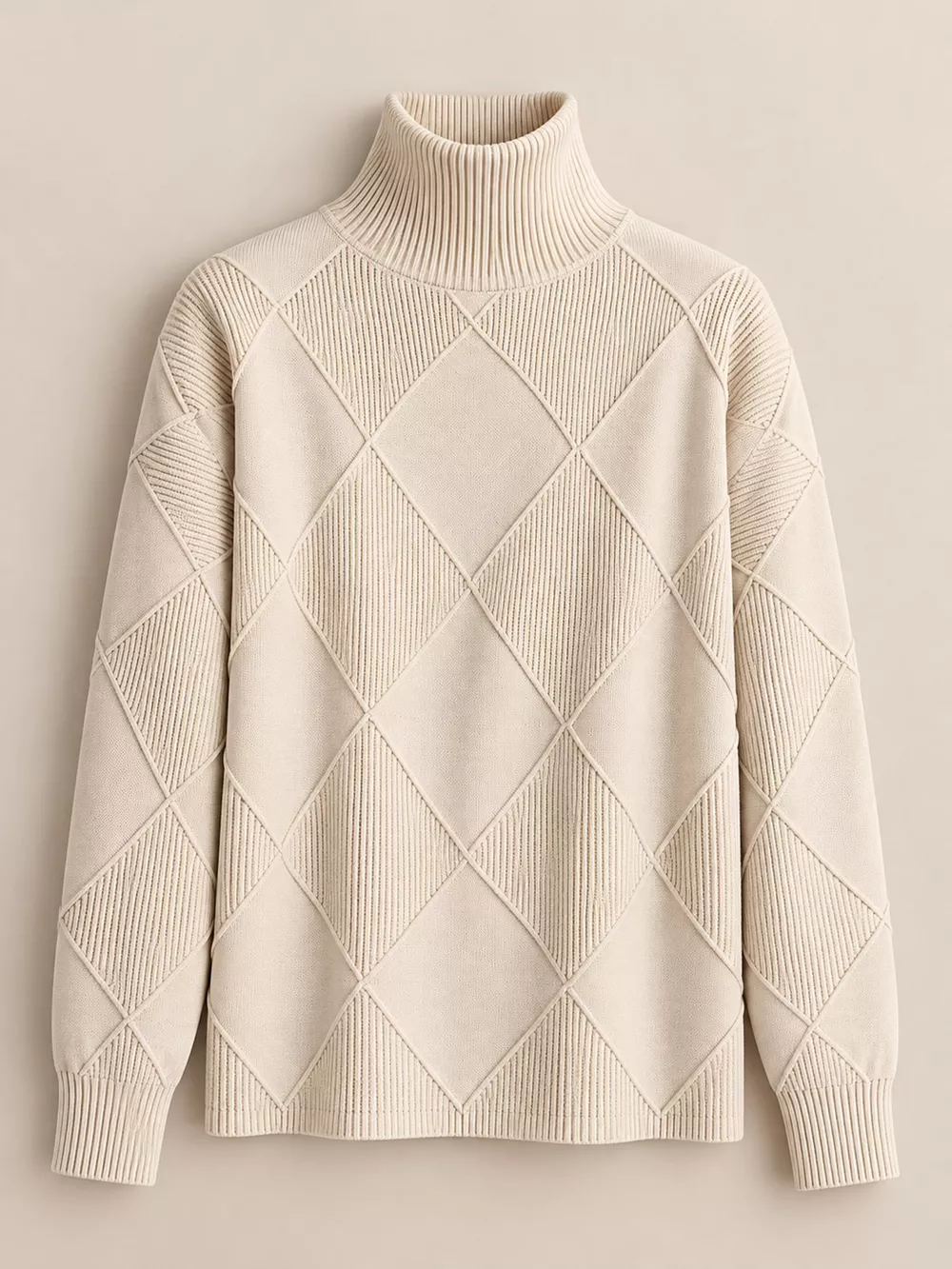 Full Size Diamond Pattern Turtleneck Sweater Plus Size, image 28