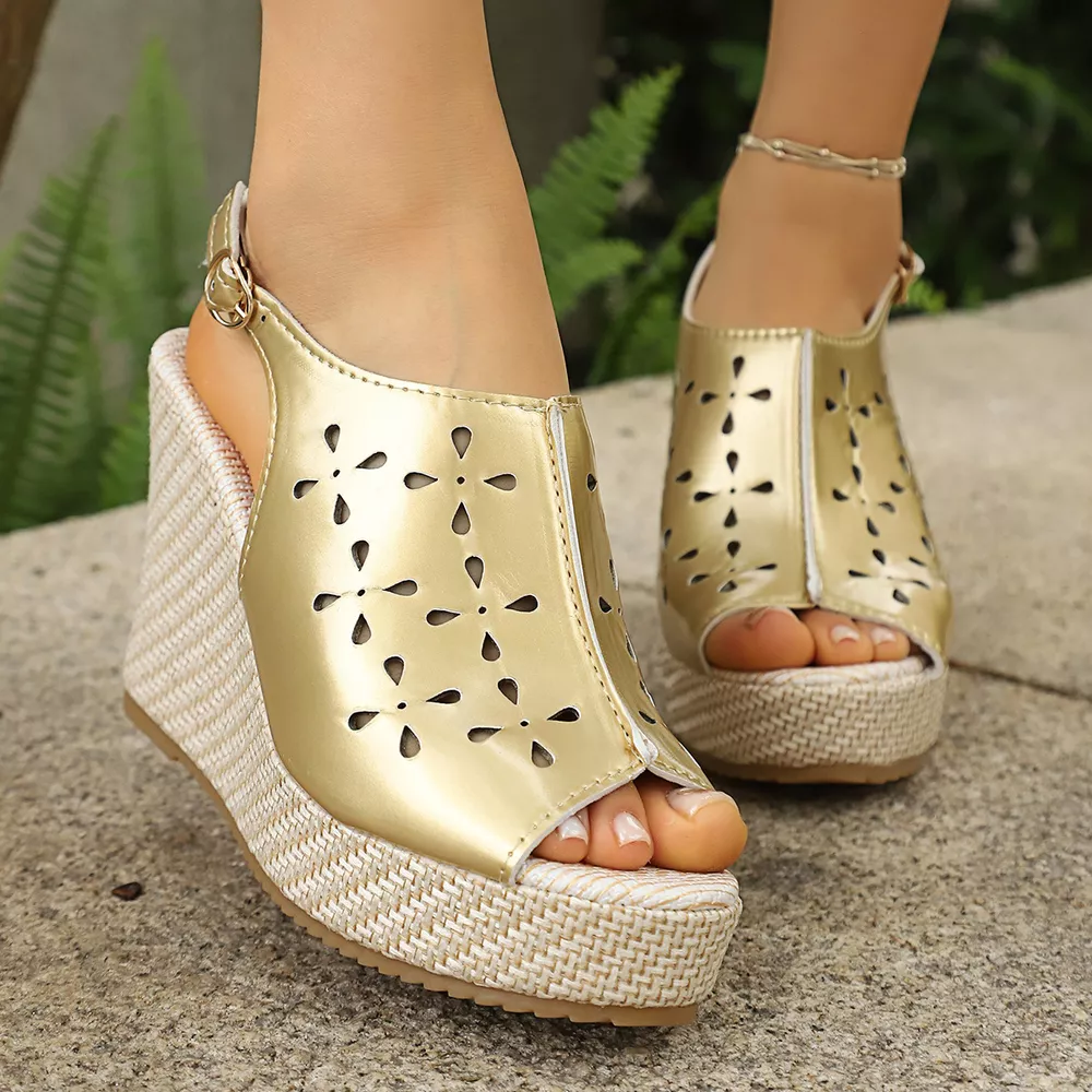 Peep Toe Wedge Sandals, image 9