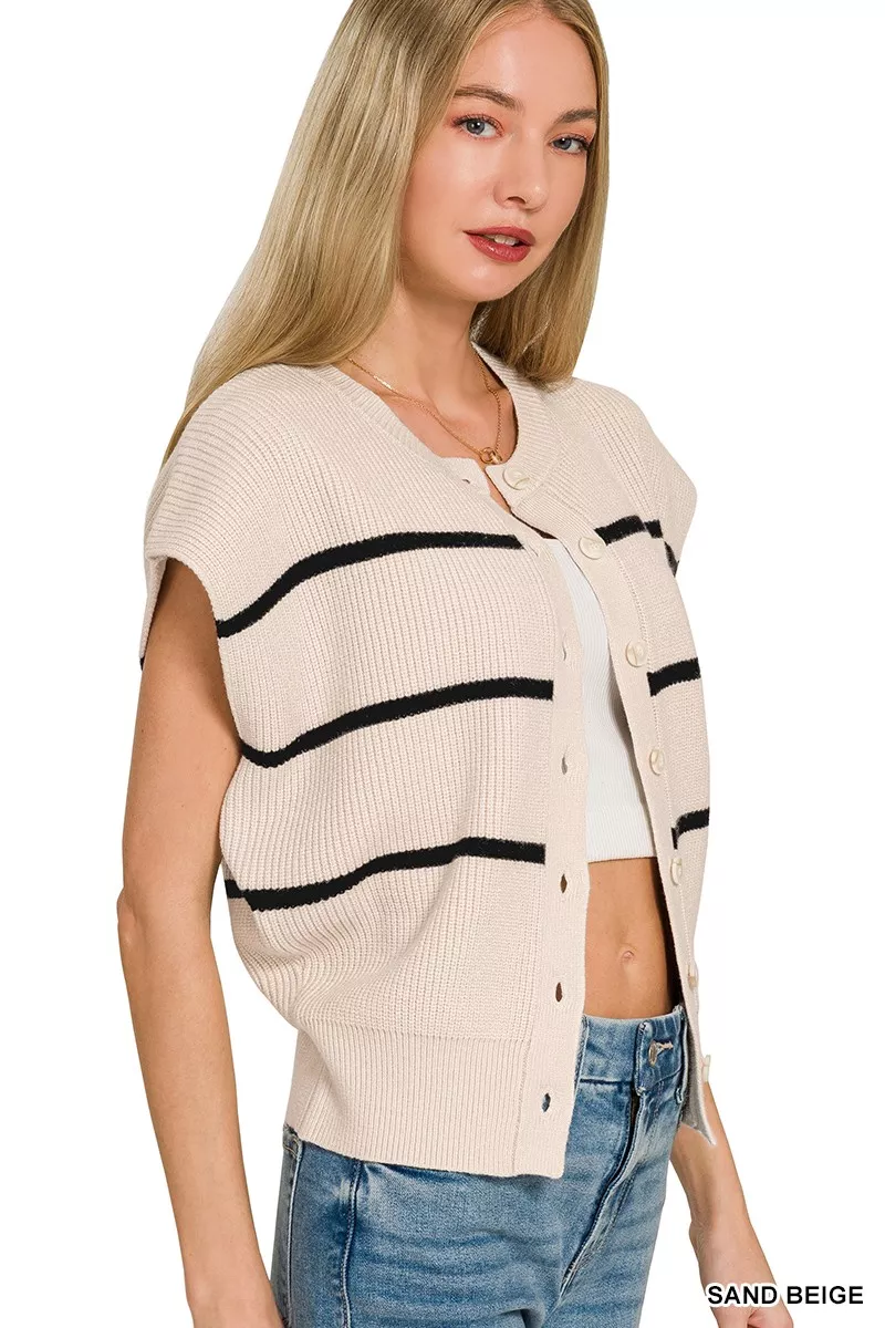 Striped Viscose Sweater Vest, image 8