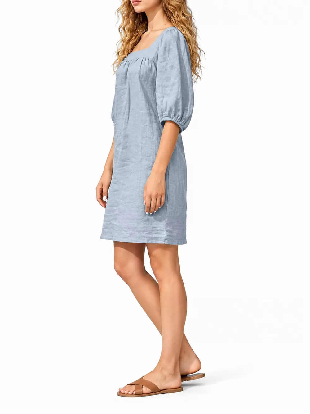 Square Neck Puff Sleeve Mini Dress, image 36