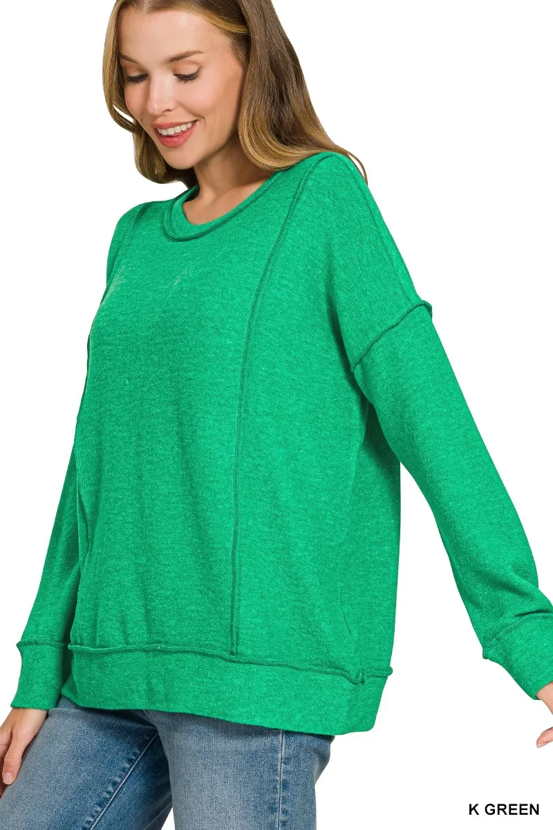 Zenana Brushed Hacci Drop Shoulder Sweater, image 2