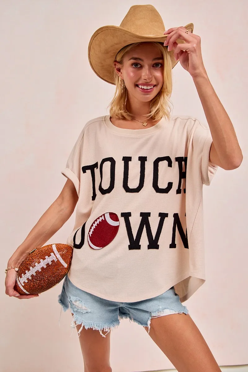 Game Day Touchdown Letter Patches Waffle Short Top, image 10
